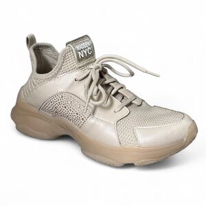 Steve Madden womens Maxima rhinestone trainer‎ sneakers size 9 blush beige